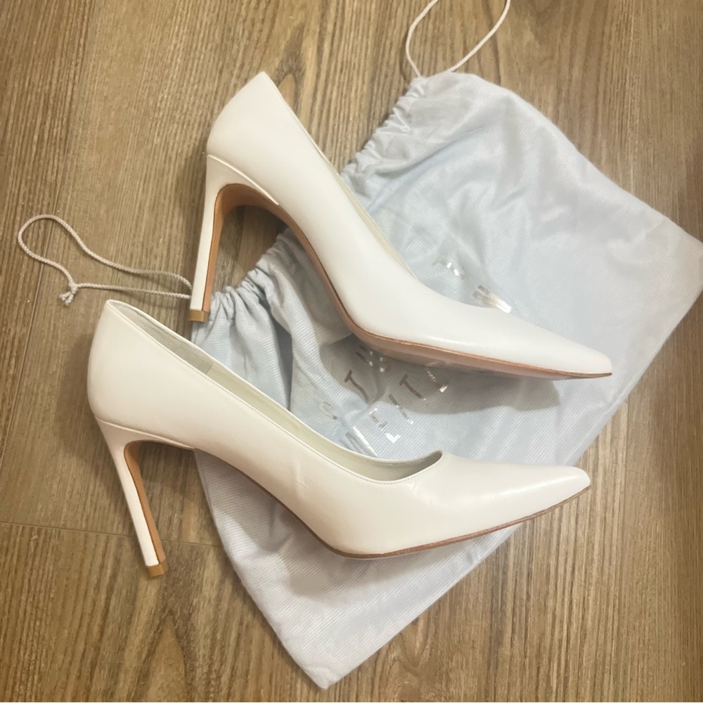 New Stuart Weitzman White Power Pumps Heels - Picture 2 of 8